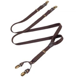 สายรัดกางเกงเอี๊ยมยืด หนังพียู วินเทจ คลิบแน่นหัวทองเหลือง กว้าง 2cm แบบ Y คลิบคู่ ยืดหยุ่น สีดำ สีน้ำตาล