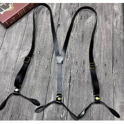 สายเอี๊ยมหนังกระดุม หนังแท้ หนา สายรัดกางเกงหนังแท้ อัพเกรด 1.8cm สีน้ำตาล ดำ