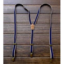 วินเทจ 1.5cm!!สายรัดกางเกงเอี๊ยม วินเทจ หัวทองเหลือง กว้าง 1.5cm แบบ Y สีน้ำเงินกากี