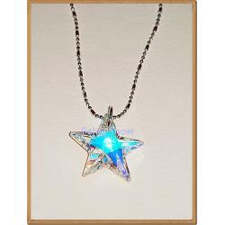 (สินค้าหมดชั่วคราว) สร้อยคอห้อยจี้คริสตัลรูปดาว สีขาวรุ้ง