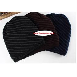 ล้างสต๊อค หมวกคลุม หมวกไหมพรมสไตล์ฮิพฮอพ ใส่ได้2ด้าน ลายเฉียงและสีล้วน น้ำตาล