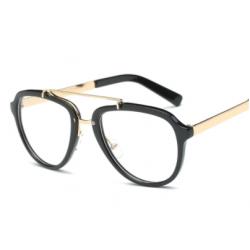 แว่นตาวินเทจ แฟชั่น avi แบบสลิมสันและขาทอง สี ดำเงา