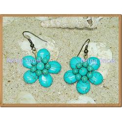 ต่างหูดอกไม้ - หินเทอร์ควอยส์