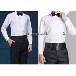 เสื้อเชิ้ตแขนยาว คอปกทักซิโด้oversize สีขาว กระดุมขาวใส แถมโบว์!! Size No.เด็ก36 37 38 39 40 41 42 43 44 45 46 48 50 52 54