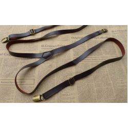 วินเทจ หลากสี!!สายรัดกางเกงเอี๊ยม แบบหนัง วินเทจ หัวทองเหลือง กว้าง 1.5cm แบบ Y สีน้ำตาล ดำ กากี