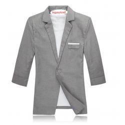 เสื้อสูทแฟชั่นแขนสั้น กระเป๋าขาว Size No.34 เทาอ่อน