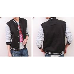 ถอดฮู้ดได้+เสื้อแจ็คเก็ต เสื้อคลุมเบสบอล hood เรียบ สีดำแขนเทา เทาแขนดำ No.37 39