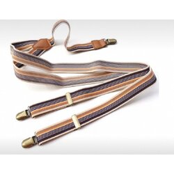 สายรัดกางเกงเอี๊ยม วินเทจ หัวทองเหลือง กว้าง 2.5cm แบบ Y ยืดหยุ่น สีลายกากี