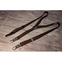 สายรัดกางเกงเอี๊ยม วินเทจ คลิบแน่นหัว ดำ กว้าง 2.5cm แบบ Y ยืดหยุ่น สีน้ำตาล ลายกรม แดง