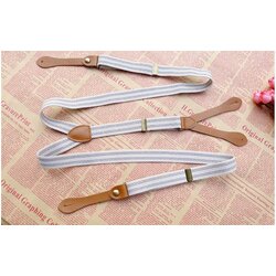 สายรัดกางเกงเอี๊ยมกระดุม แบบยืดหยุ่น วินเทจ กว้าง 2cm แบบ Y สีลายทางกากี