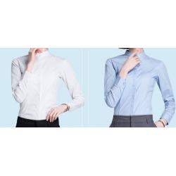 เล็กใหญ่พิเศษ!!เสื้อเชิ้ตแขนยาวผู้หญิง คอจีน เข้ารูป ซ่อนกระดุม size No.XS-4XL สีขาว ฟ้า ดำ น้ำเงิน เขียว กากี ชมพู เขียวอ่อน เทา