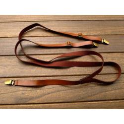 วินเทจ หลากสี!!สายรัดกางเกงเอี๊ยม แบบหนัง วินเทจ หัวทองเหลือง กว้าง 1.5cm แบบ Y กากี ดำ ทอง น้ำตาล