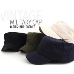 หมวกทหาร หมวกแก๊ป สไตล์เกาหลี สีล้วน (ดำ น้ำเงิน เขียว ครีม น้ำตาล)