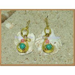 ต่างหูทองเหลือง สีเทอร์ควอยส์ BE-003-02