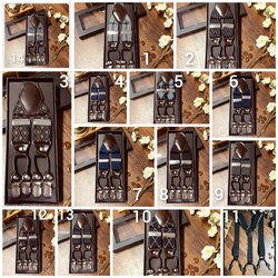 สายรัดกางเกงเอี๊ยม มาตรฐาน 6จุด หูคู่ หนังแท้ คลิบสเตนเลส กว้าง 3.5cm แบบ Y หลากสี ลายดำ พื้นดำ พื้นเทา