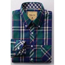 เสื้อเชิ้ตแขนยาว ลายเช็ค สไตล์อังกฤษ สี เขียวเข้ม NO. 42 44