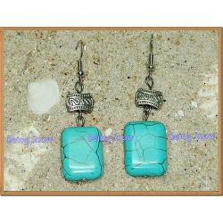 ต่างหูหินเทอร์ควอยส์ทรงสี่เหลี่ยมผืนผ้า