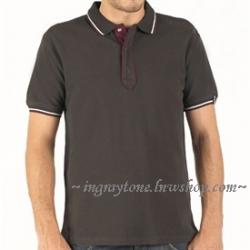 เสื้อยืดโปโล Henry Lloyd เดินเส้นปกแขน พิเศษสกรีนฟ้อนท์2จุด No.40 สีน้ำตาล