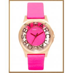 Marc Jacobs Henry Skeleton Pink Leather Ladies Watch