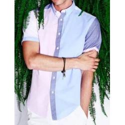 เสื้อเชิ้ตคู่ แขนสั้น ปกเล็ก ตัดต่อ4สี No.36 38