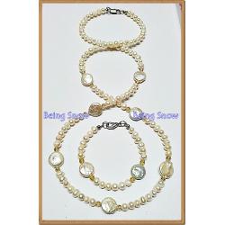 Set สร้อยคอ & สร้อยข้อมือไข่มุกทรงข้าวโพด + ทรงเหรียญ