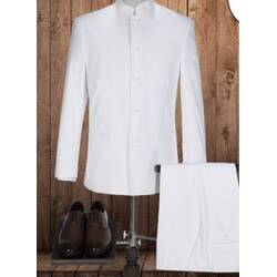 ชุดเสื้อสูท คอจีน oversizeชาย VIP เสื้อ+กางเกง Size No.36 38 40 42 44 46 ดำ ขาว