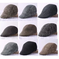 หมวกวินเทจ อังกฤษ หมวกแก๊ป ไหมพรม ยืด สีลายดำ เทา น้ำตาล สีสก้อต ดำ เทา น้ำตาล) ฟรีไซส์ 54-58ซม