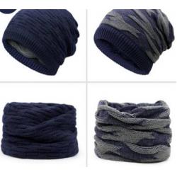 หมวกคลุมกันหนาว ไหมพรมพันคอ หมวกไหมพรม2ด้าน ลายพราง2ด้าน สี ดำ เทา น้ำเงิน แดง ครีม