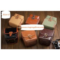 กระเป๋าสะพายกล้องวินเทจ 1เข็มขัด ทรงเหลี่ยม สไตล์อังกฤษ กันน้ำ กันรอยย่น Size S สีดำ น้ำตาลอ่อน น้ำตาลกลาง น้ำตาลเข้ม ผ้าใบกากี ผ้าใบเขียว