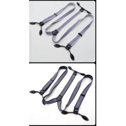 วินเทจ!!สายรัดกางเกงเอี๊ยมกระดุม แบบยืดหยุ่น วินเทจหูหนัง กว้าง 2.5cm หุกระดุม6จุด แบบ Y สีลายทาง ขาว ดำ