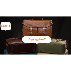 กระเป๋าสะพายกล้องวินเทจ 2เข็มขัด ทรงมน สไตล์อังกฤษ กันน้ำ กันรอยย่น Size L สีน้ำตาลอ่อน น้ำตาลกลาง น้ำตาลเข้ม ผ้าใบเขียว