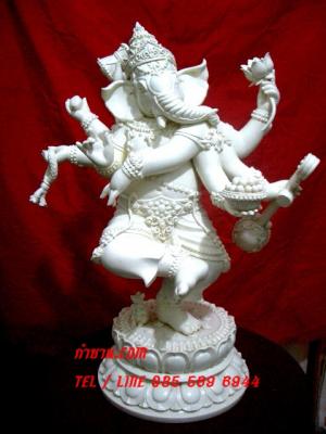 พระพิฆเนศวร นาฎลีลา ยืน 8 กร สูง 18 นิ้ว (เนื้อผงหินอ่อน)