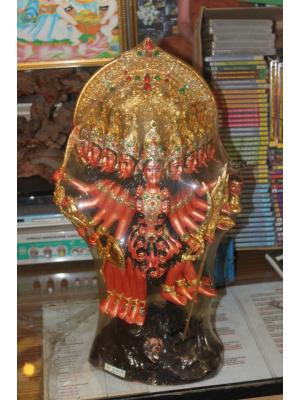 พระแม่กาลีเล็ก 9 หน้า เหยียบตอ 7" (แดง+ฟ้า)