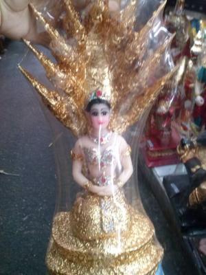 นาคี นาคา นั่งพญานาค 9 เศียร ปิดทอง หน้าตัก 5"