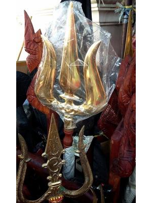 ตรีศูล ยาว 1.10 เมตร ด้ามไม้(ทองเหลือง)