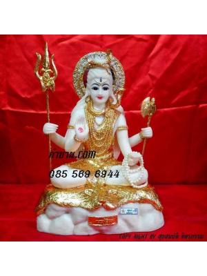 พระศิวะ เนื้อหินอ่อน หน้าตัก 9" ปิดทอง