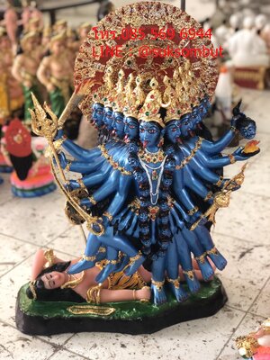 แม่กาลี 10 หน้าเหยียบพ่อ 12" กาย ฟ้า