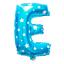 ลูกโป่งฟอยล์รูปตัวอักษร E สีฟ้าพิมพ์ลายดาว ไซส์เล็ก 14 นิ้ว - E Letter Shape Foil Balloon Size 14" Blue color printing Star