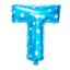 ลูกโป่งฟอยล์รูปตัวอักษร T สีฟ้าพิมพ์ลายดาว ไซส์เล็ก 14 นิ้ว - T Letter Shape Foil Balloon Size 14" Blue color printing Star