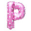 ลูกโป่งฟอยล์รูปตัวอักษร P สีชมพูพิมพ์ลายหัวใจ ไซส์เล็ก 14 นิ้ว - P Letter Shape Foil Balloon Size 14" Pink color printing Heart
