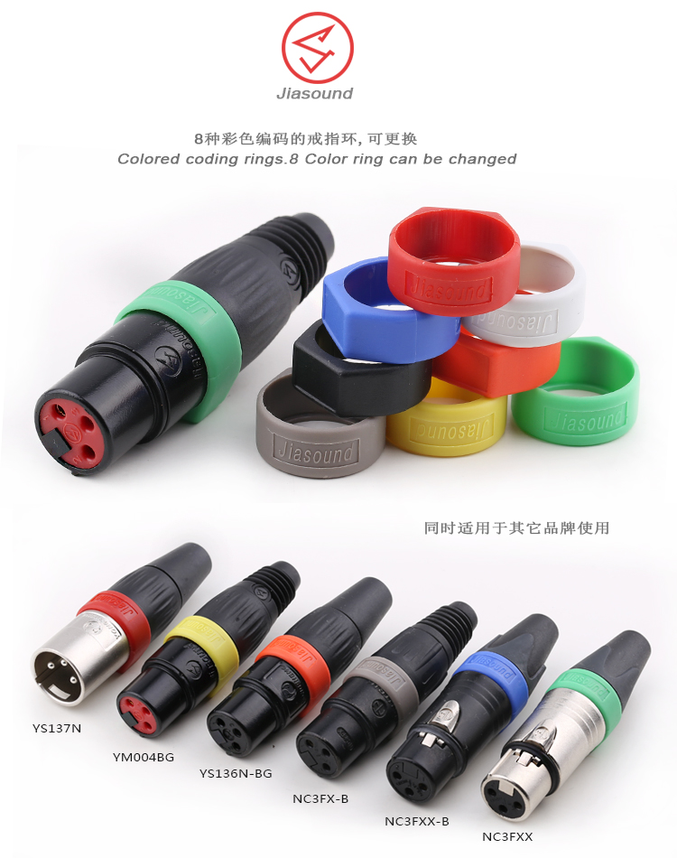 (มีตัวเลือก)[PJ] Jiasound XCR วงแหวนเปลี่ยนสีสำหรับใส่ แจ็ค XLR