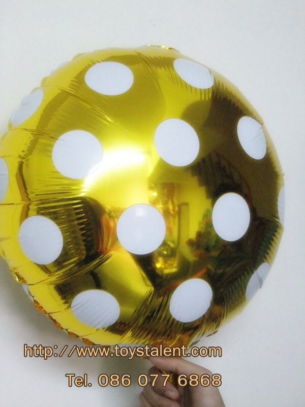 ลูกโป่งฟลอย์ทรงกลม Polk Dot สีทอง ไซส์ 18 นิ้ว - Round Shape Balloon Polka Dot Gold Color 18" / Item No. TL-G033