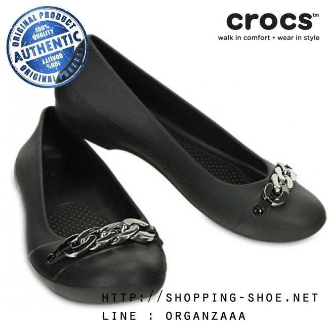 Crocs Gianna Link Flat - Black / Silver ของแท้ Outlet ไทยและอเมริกา