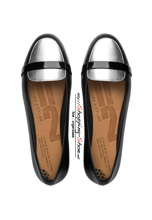 Fitflop F-Pop Loafer Leather Black / Silver ของแท้ นำเข้าจาก USA และ UK