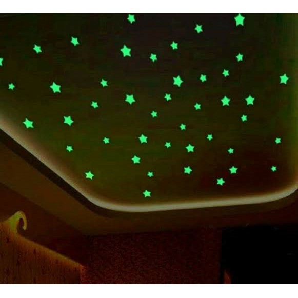 ดาวเรืองแสง ดาวสะท้อนแสง (100ชิ้น) ของเล่นเรืองแสง ต้องตากแดดก่อนติด แถมกาว 2หน้า ติดเพดาน Glow in the Dark