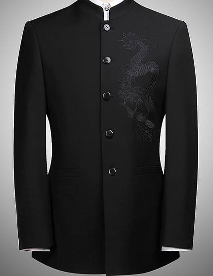 สีพิเศษ!!สูท คอจีนกระดุมดำ Size No.36 38 40 42 44 46 ดำมังกร