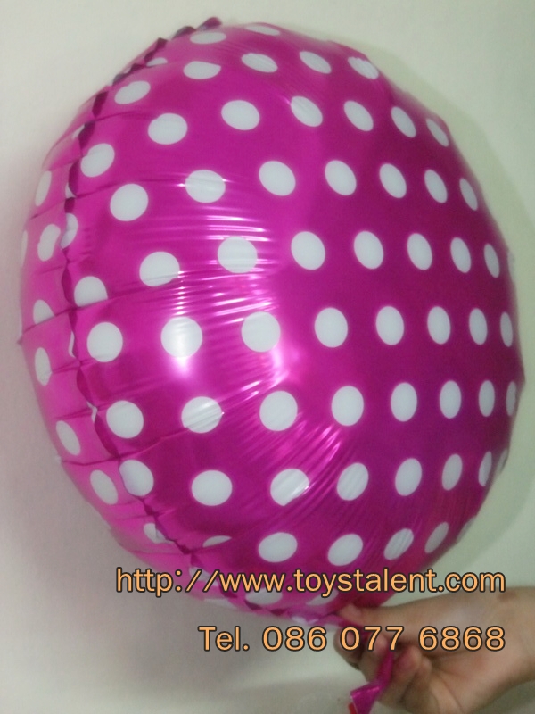 ลูกโป่งฟลอย์ทรงกลม Polk Dot จุดเล็กสีชมพูเข้มไซส์ 18 นิ้ว - Round Shape Balloon Small Polka Dot Deep Pink18" / Item No. TL-G034