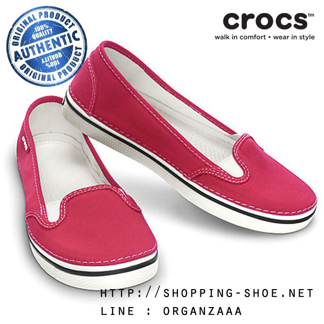 Crocs Hover Slip On Canvas Women - Raspberry/Oyster (W8) ของแท้ Outlet ไทยและฮ่องกง