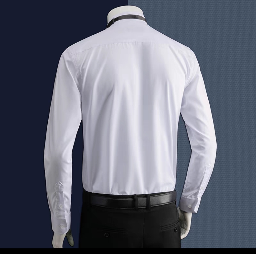 เสื้อเชิ้ตแขนยาว คอปก ทักซิโด้ สีดำ แดง กระดุมสี Size No.35 37 39 40 41 42 43 44 45 46 47