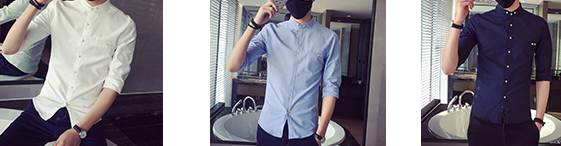 เสื้อเชิ้ตคอจีน แขนสั้นข้อศอก สามส่วน คลิบแต่งกระดุมกระเป๋า ขาว No.37